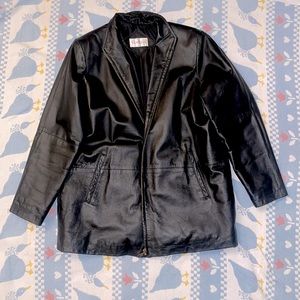 Vintage Black Mock Neck Leather Jacket
